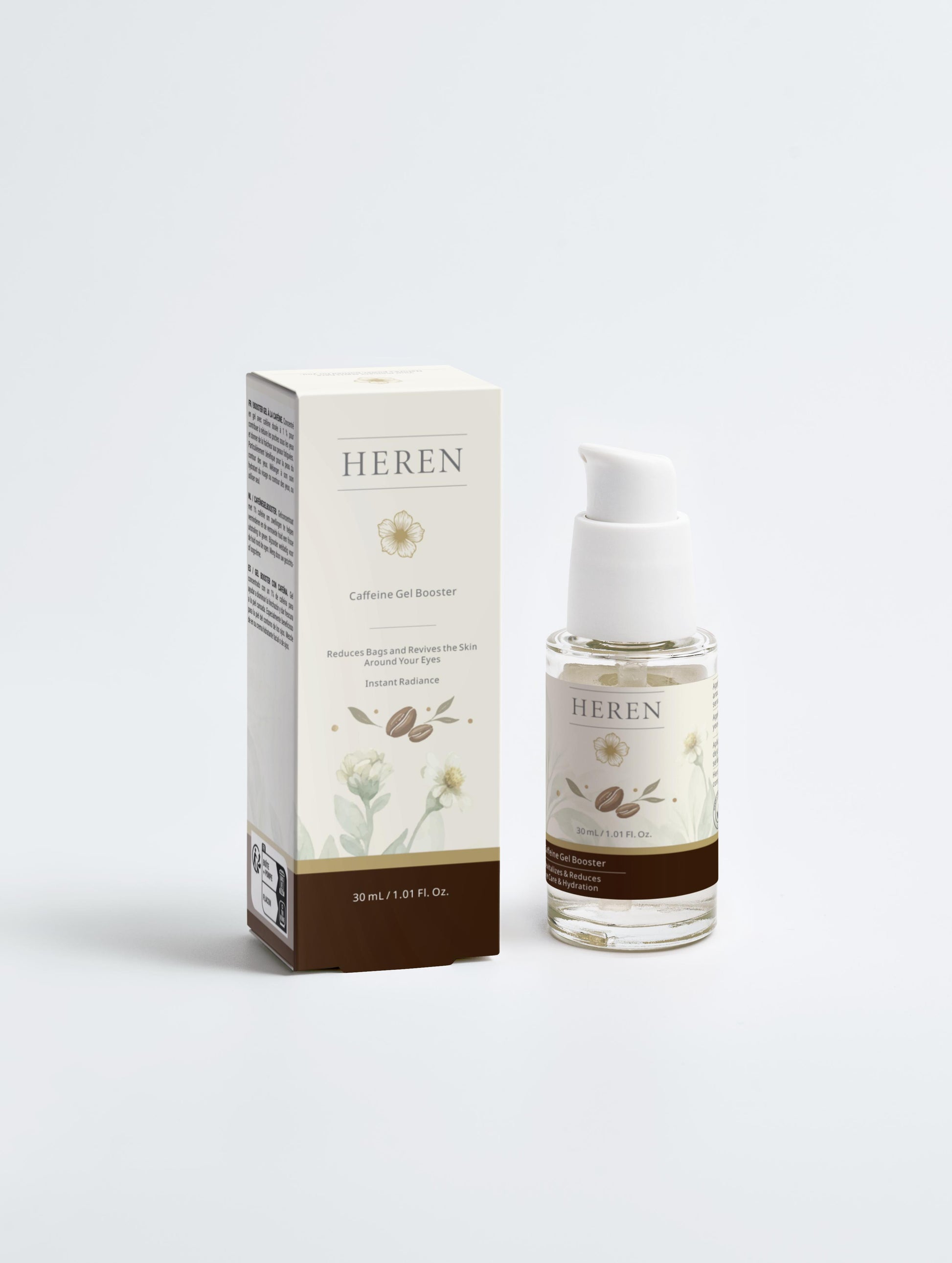 HEREN skincare product with packaging on a white background